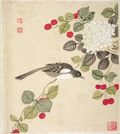 One of a series of paintings of birds and fruit, late 19th century by Wang Guochen